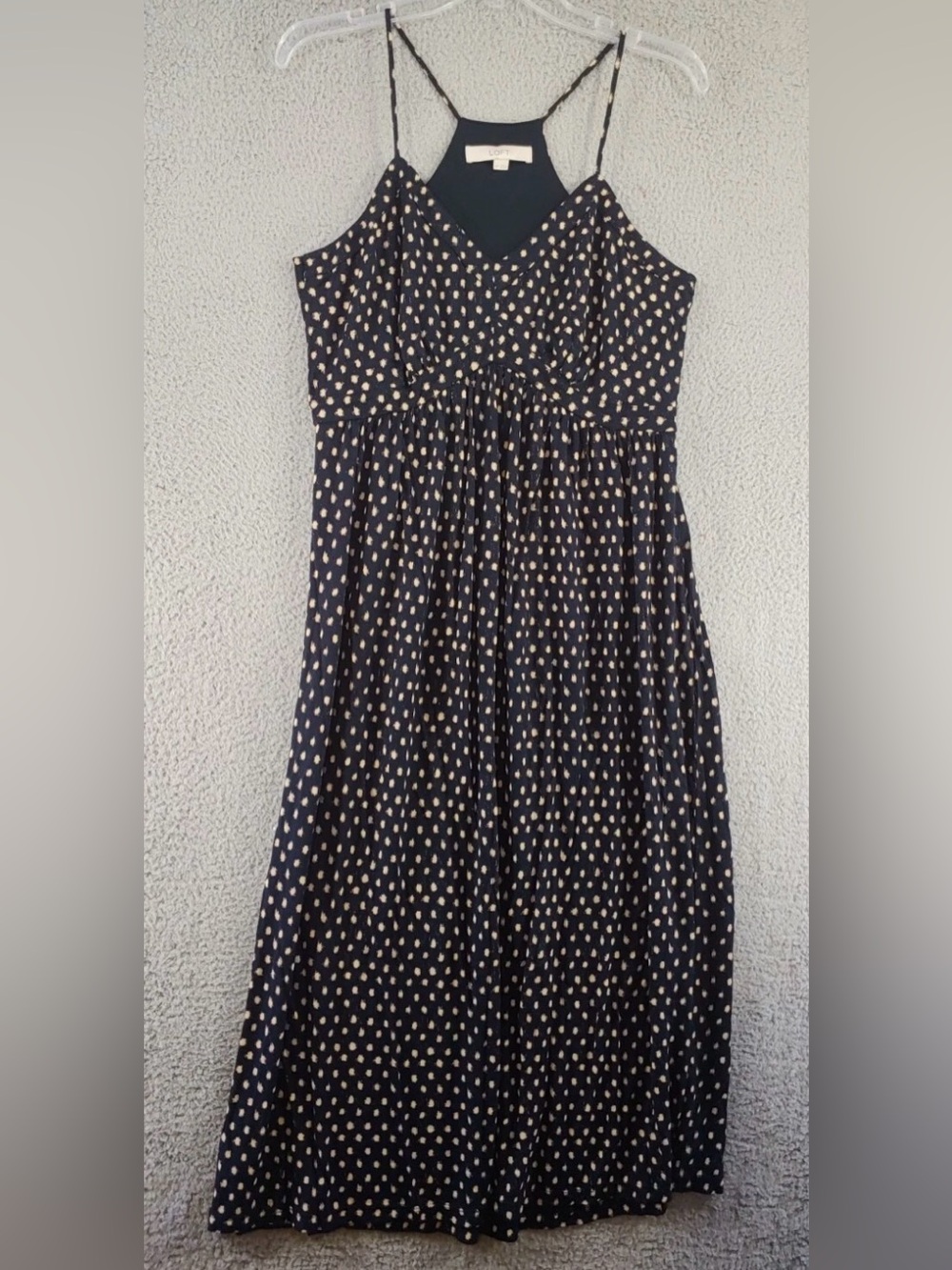 Loft Dress Spaghetti Strap Navy polka dots